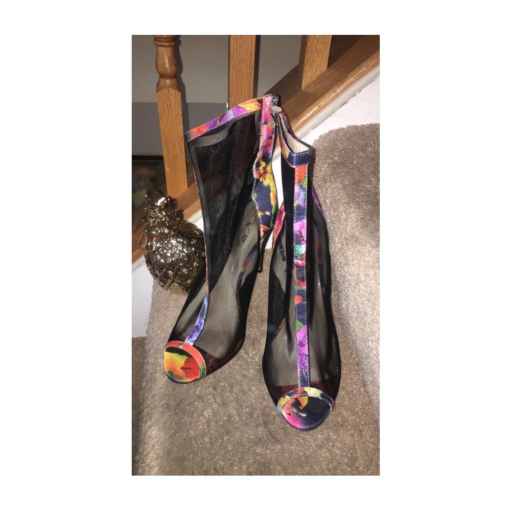 floral peep toe booties